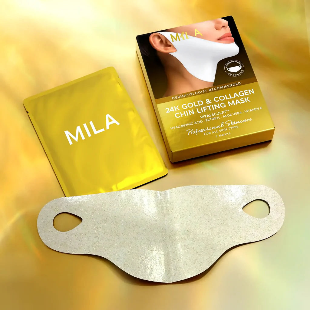 Masque Mila V-Lift Or 24 Carats | Élimine le double menton, affine et raffermit le visage